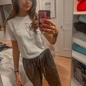 Embroidered lightning bolt t shirt